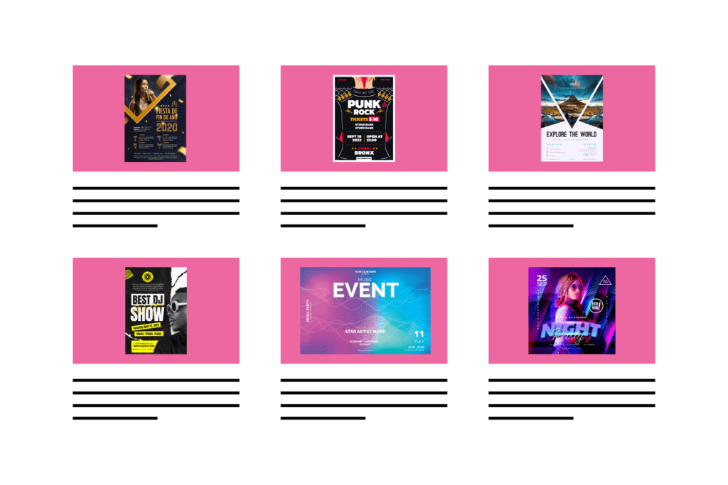 Event flyers with 85% contained height